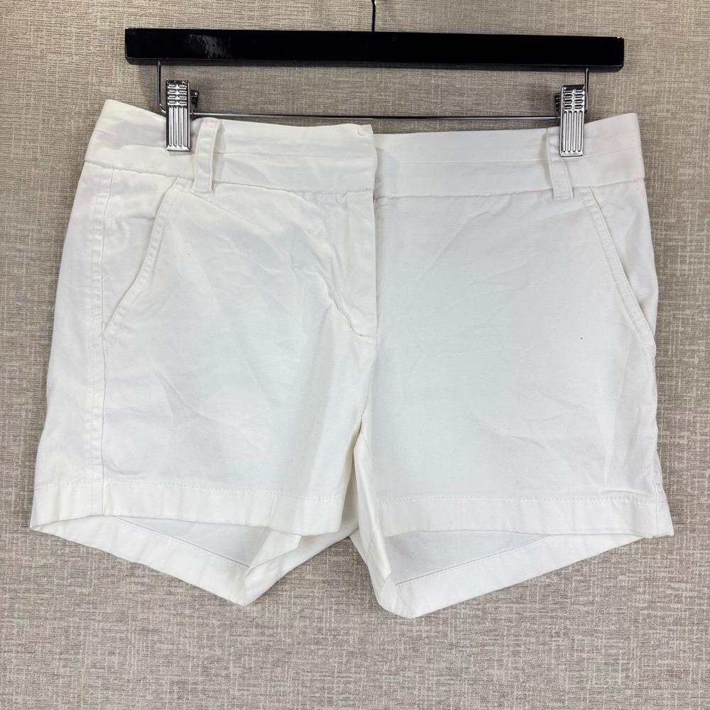 J.Crew Chino Shorts Womens Size 2 White Cotton Twill Casual Summer